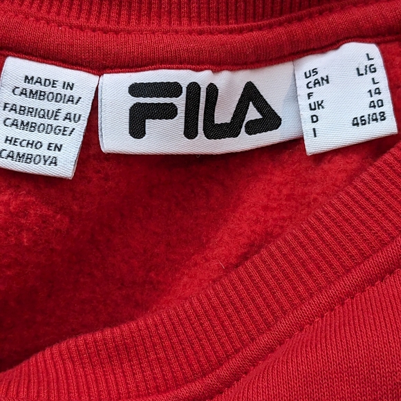 Women's FILA giant bright red logo sweatshirt.  Size large. - Picture 6 of 9